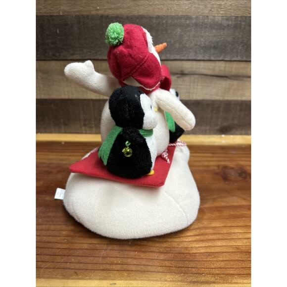 Hallmark Snowman Penguin Dog Plush Animated Singing Sled Ride Holiday Decor - Picture 5 of 6